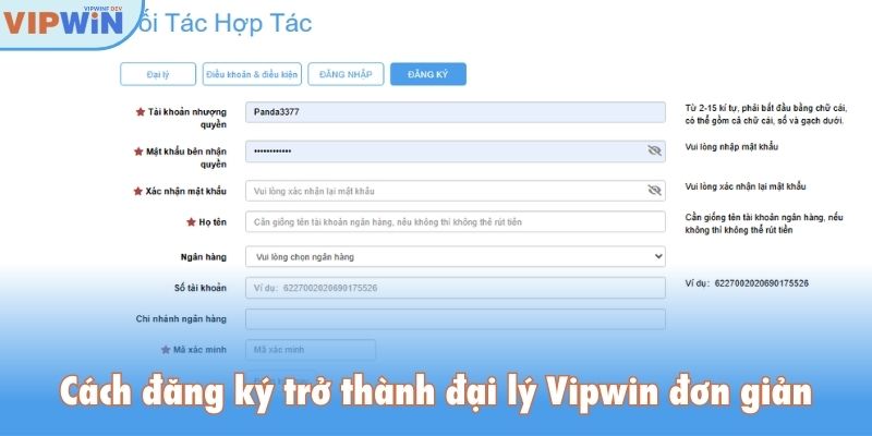 Cách đăng ký trở thành đại lý Vipwin đơn giản